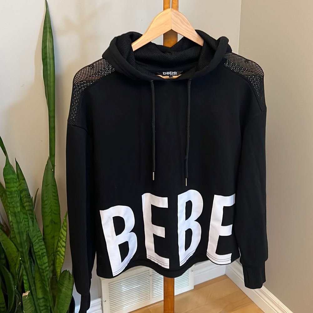 Bebe sport mesh back cropped hoodie - size M